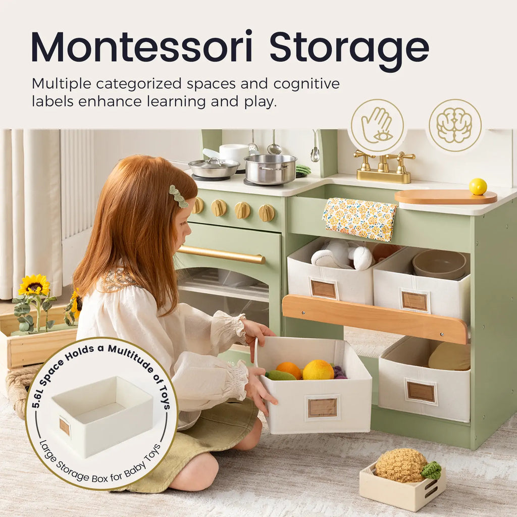 Tiny Land Wooden Play Kitchen with Storage