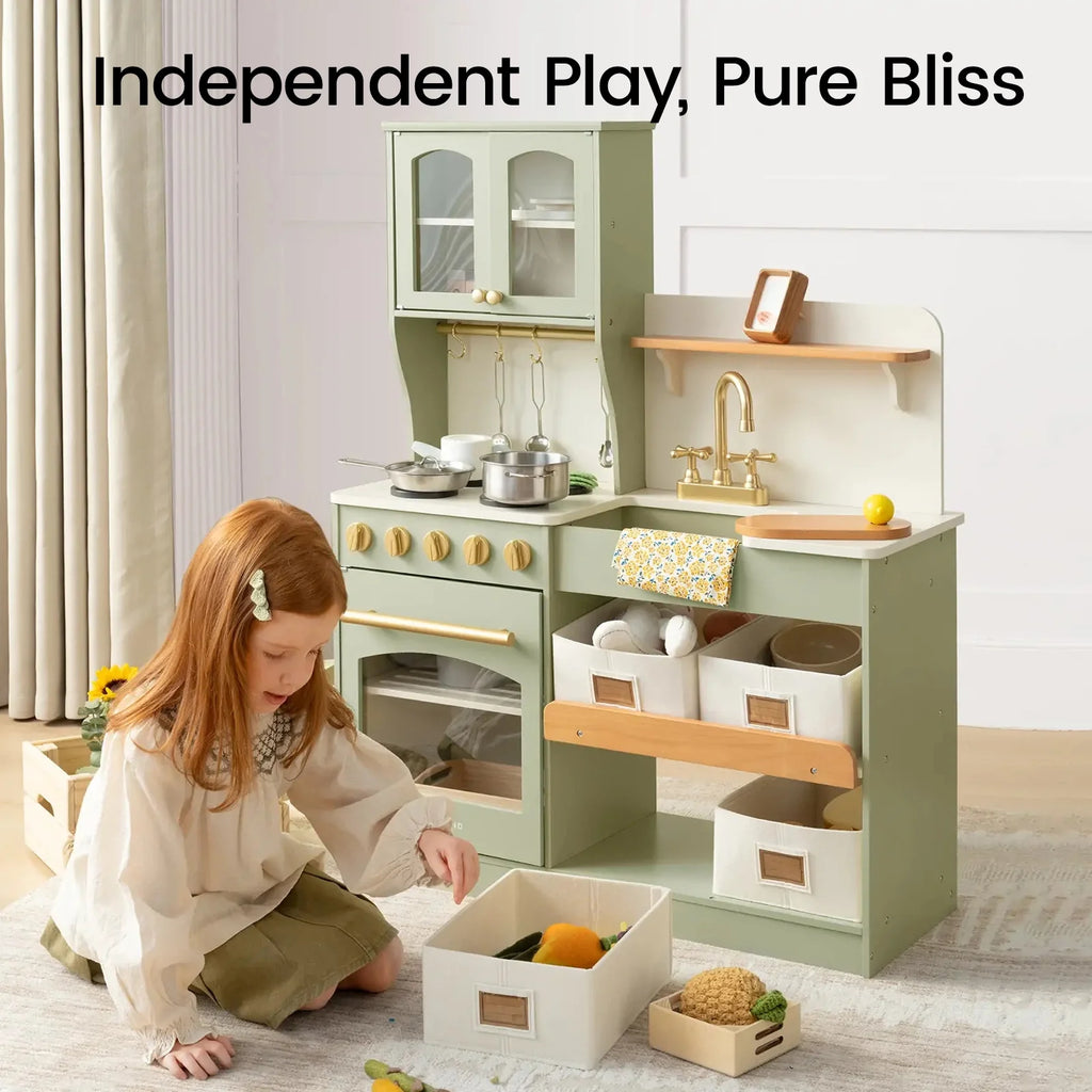 Tiny Land Wooden Play Kitchen with Storage