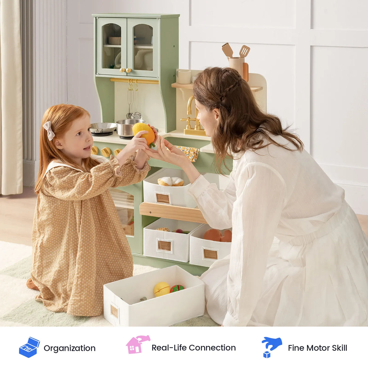 Tiny Land Wooden Play Kitchen with Storage