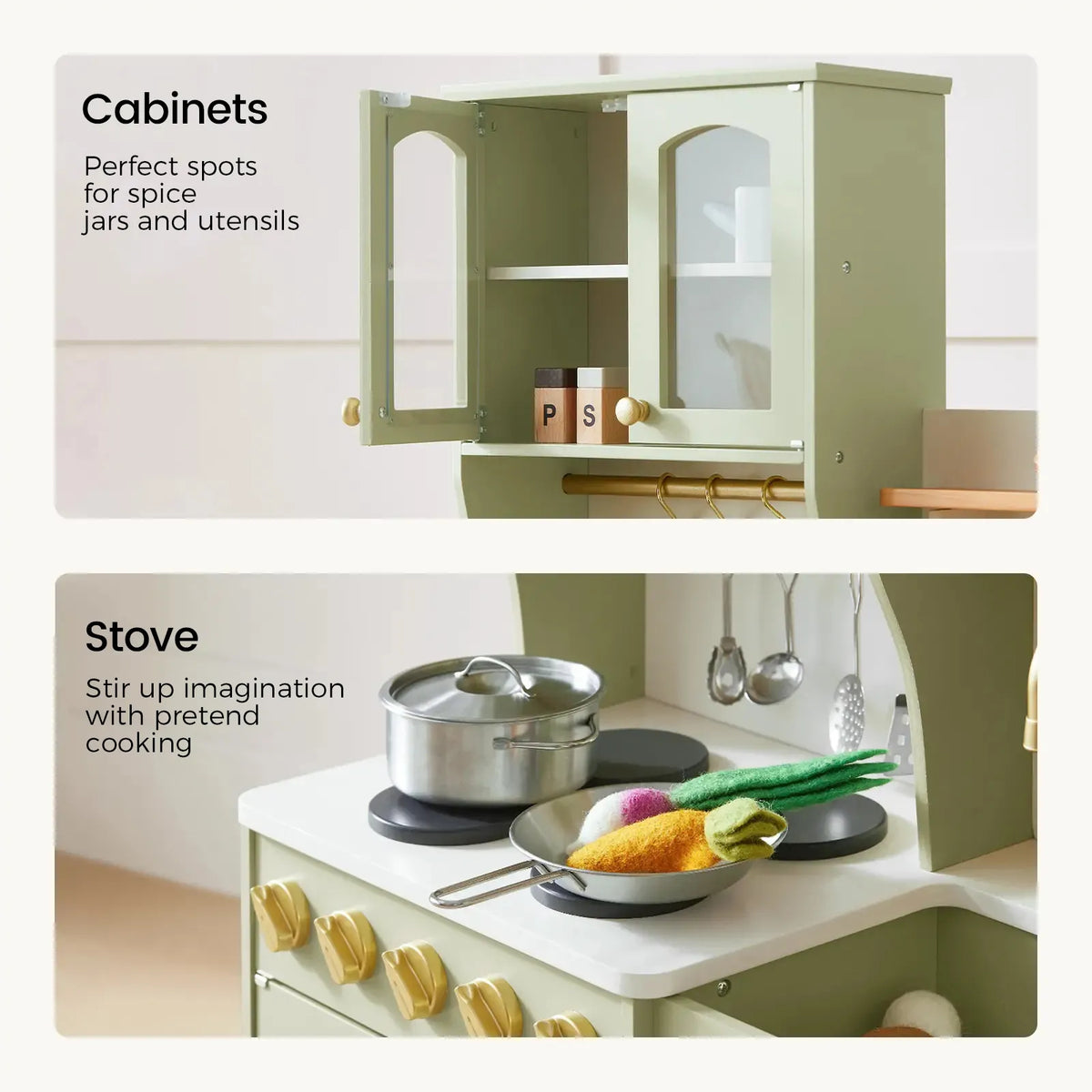 Tiny Land Wooden Play Kitchen with Storage