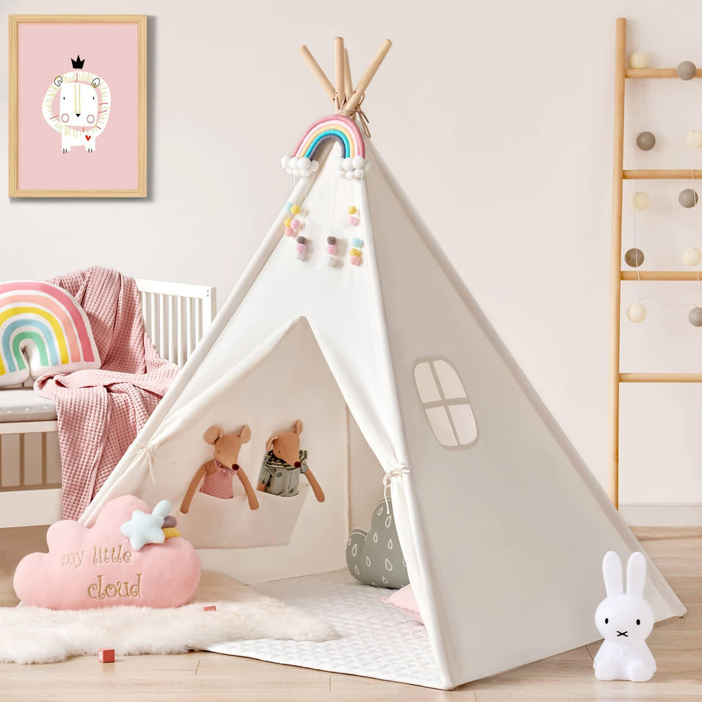 Tiny Land Kids’ Teepee Play Tent with Floor Mat