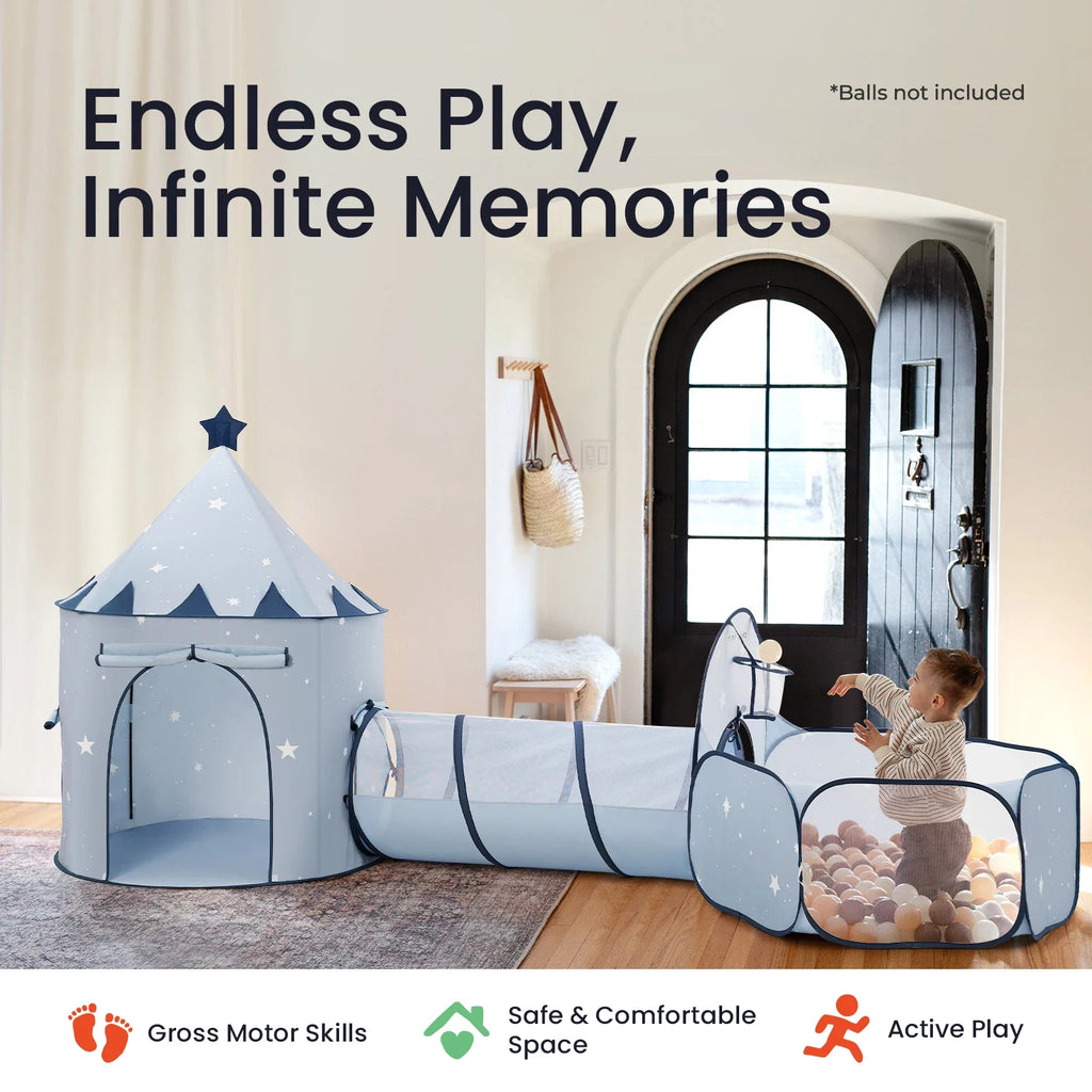 Tiny Land Compact Adventure 3-in-1 Play Tunnel Set — Balls Not Included
