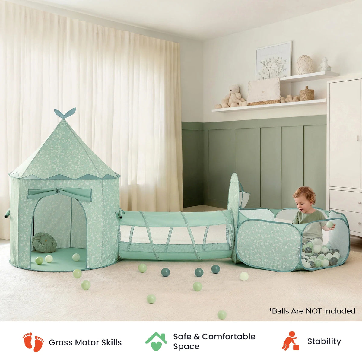 Tiny Land Compact Adventure 3-in-1 Play Tunnel Set — Balls Not Included