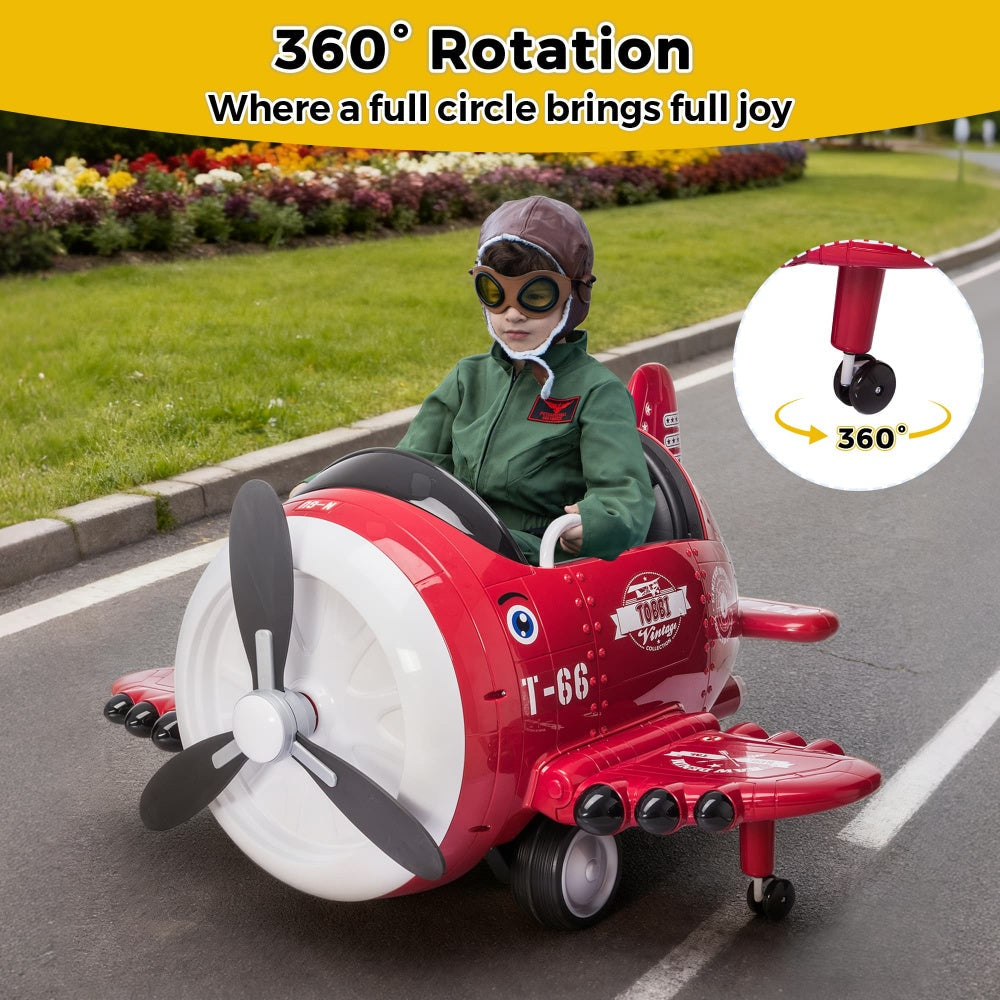TOBBI 12V Kids' Electric Ride-On Airplane