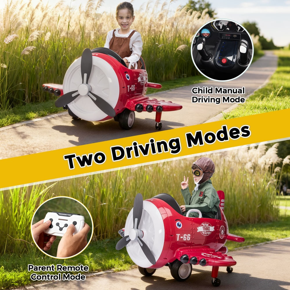 TOBBI 12V Kids' Electric Ride-On Airplane