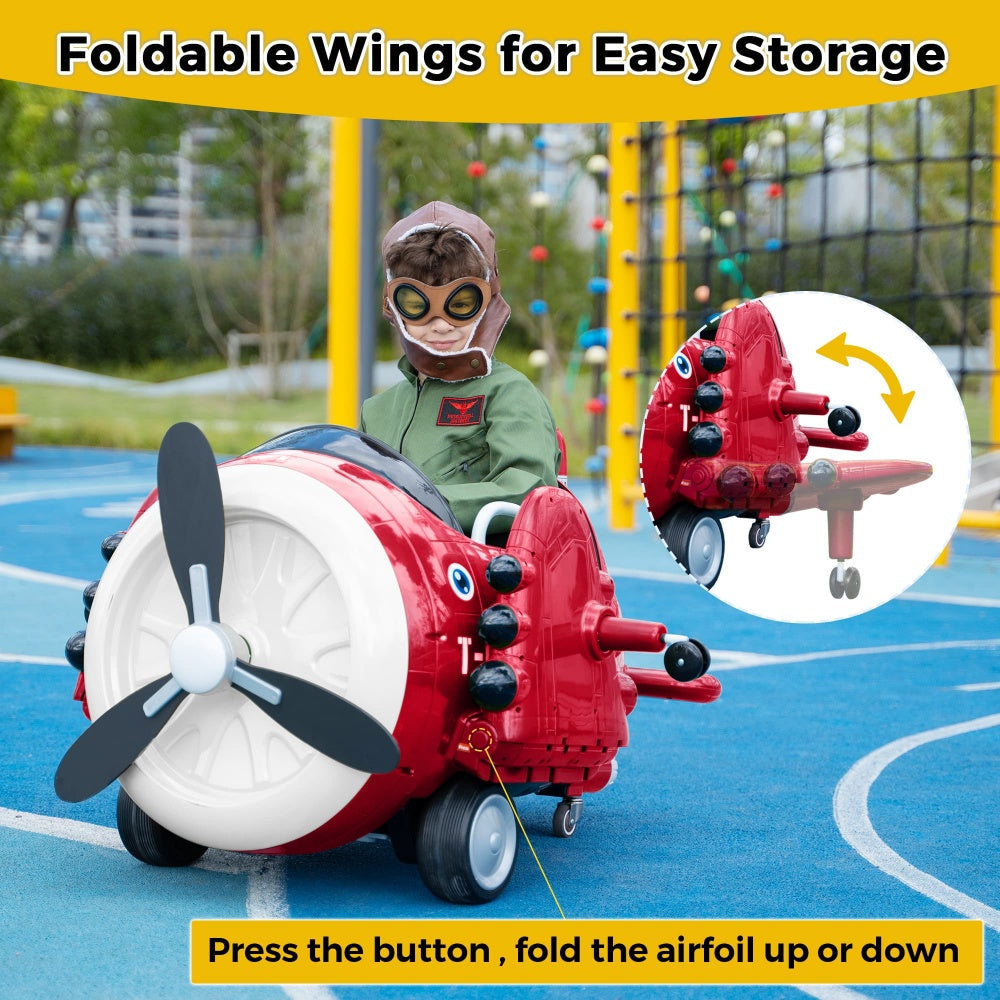 TOBBI 12V Kids' Electric Ride-On Airplane