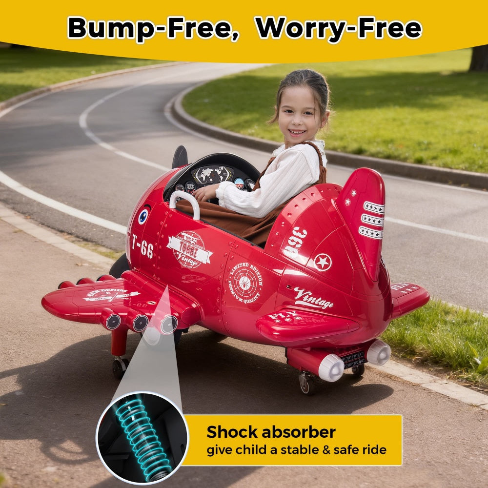 TOBBI 12V Kids' Electric Ride-On Airplane