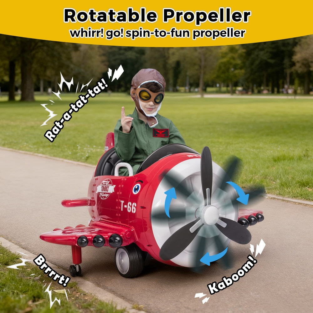 TOBBI 12V Kids' Electric Ride-On Airplane