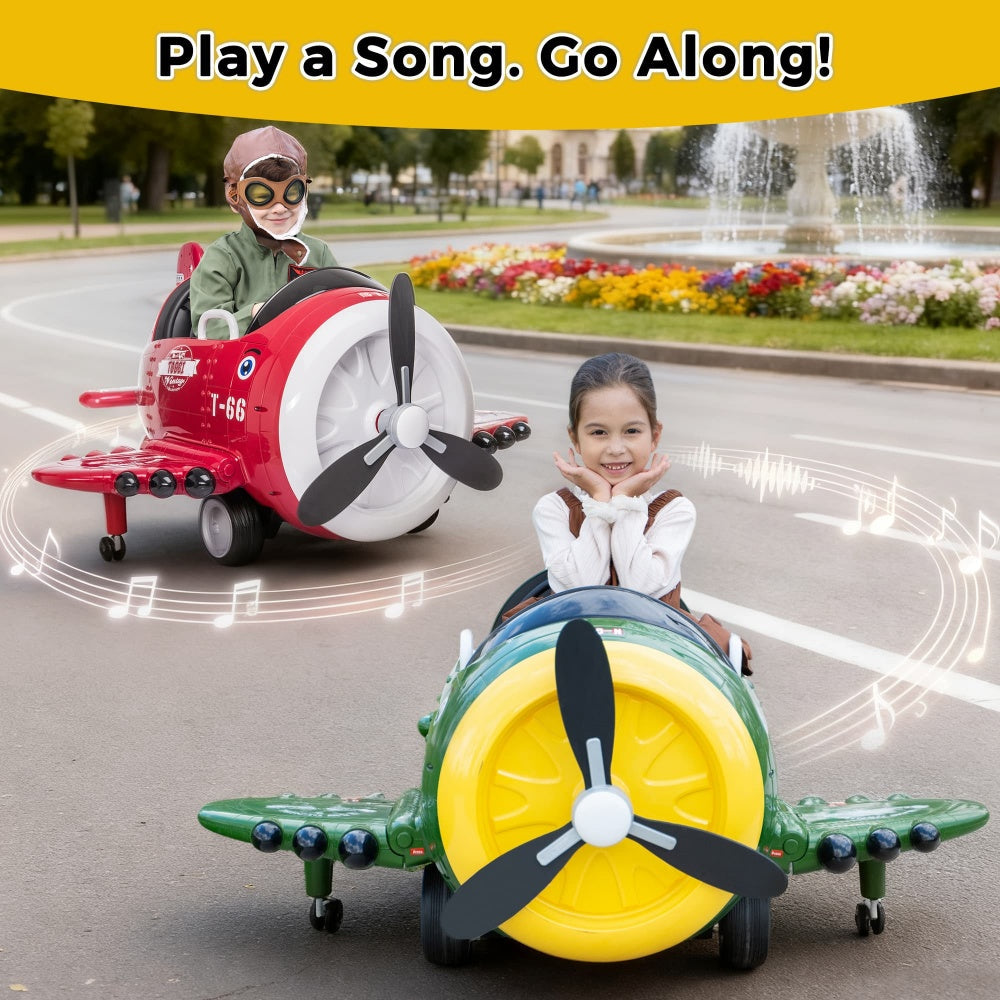 TOBBI 12V Kids' Electric Ride-On Airplane