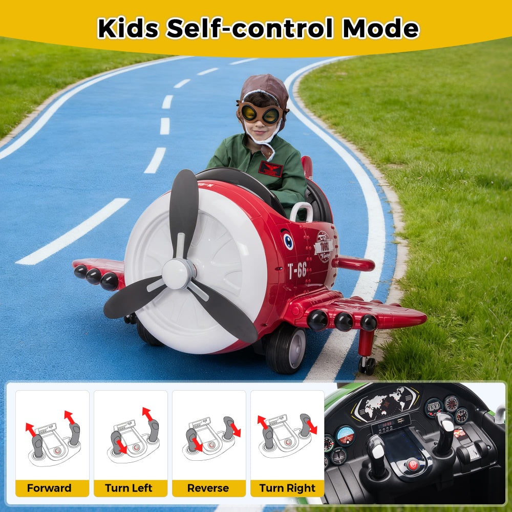 TOBBI 12V Kids' Electric Ride-On Airplane