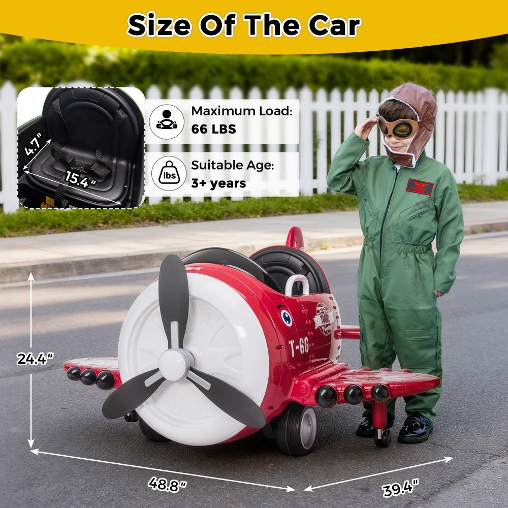 TOBBI 12V Kids' Electric Ride-On Airplane