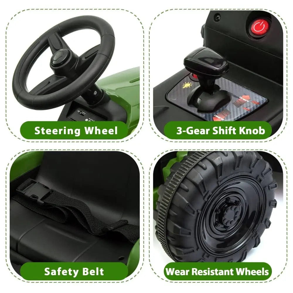 TOBBI 12V Kids' Electric Ride-On Tractor with Trailer