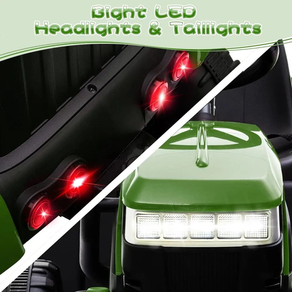 TOBBI 12V Kids' Electric Ride-On Tractor with Trailer