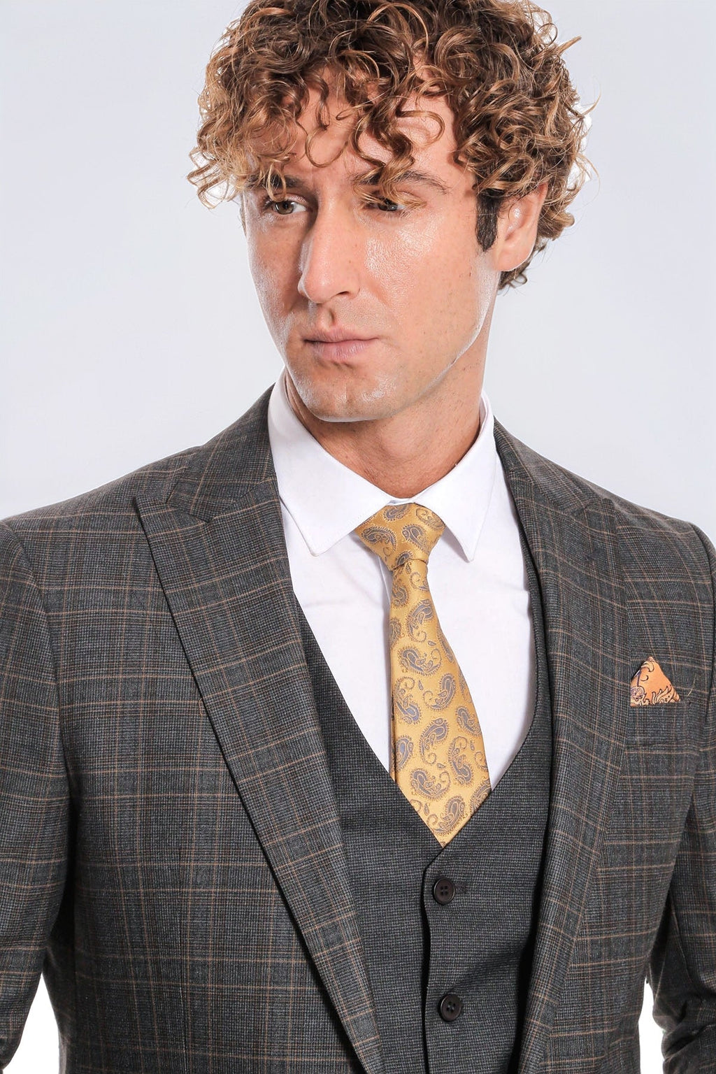 Wessi Men's Anthracite Checked Suit