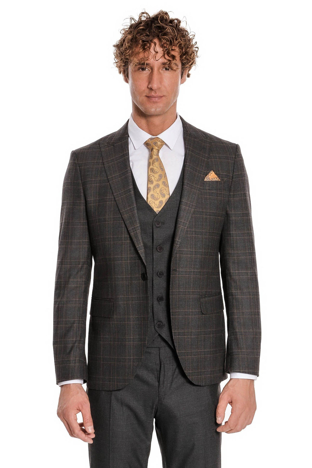 Wessi Men's Anthracite Checked Suit