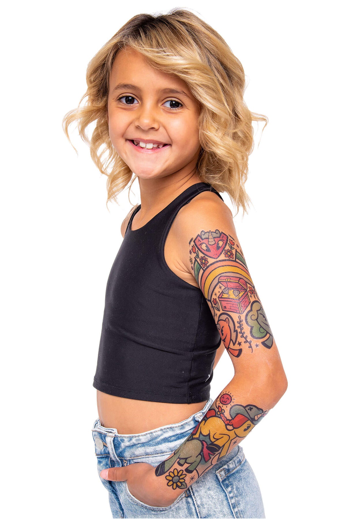 Unicorn Power Temporary Tattoo Sleeve for Kids