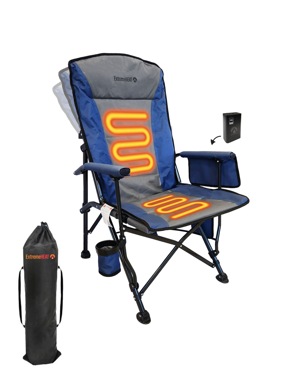 ExtremeHEAT Heated Folding Camping Chair with 20,000mAh Power Bank