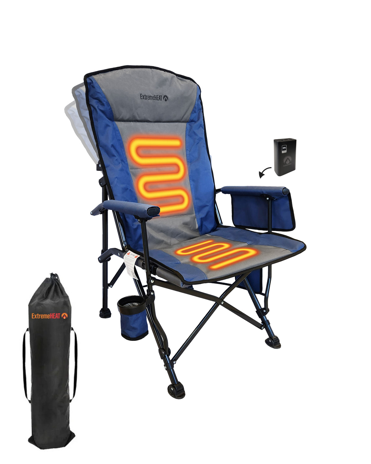 ExtremeHEAT Heated Folding Camping Chair with 20,000mAh Power Bank