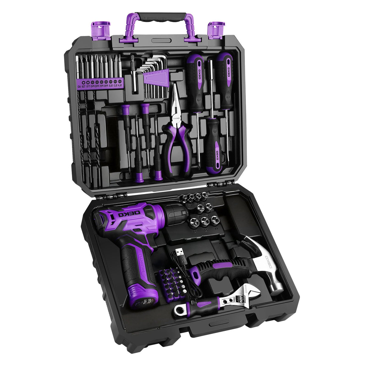 Cordless Drill & Household Tool Set, 119 Pieces