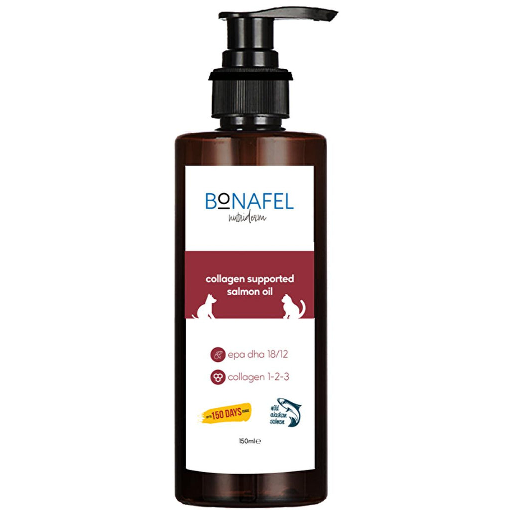 Bonafel Omega-3 Pet Supplement Oil for Cats and Dogs - 5.07 fl oz, Rich in Alaska Salmon Oil, Collagen