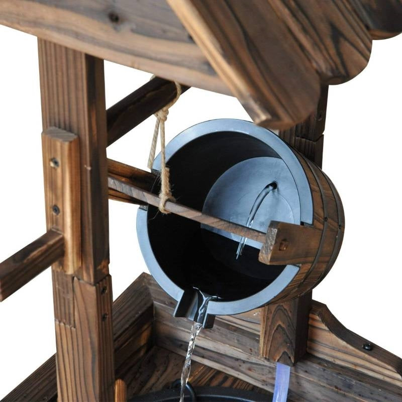 Solid Wood Wishing Well Garden Fountain with Pump