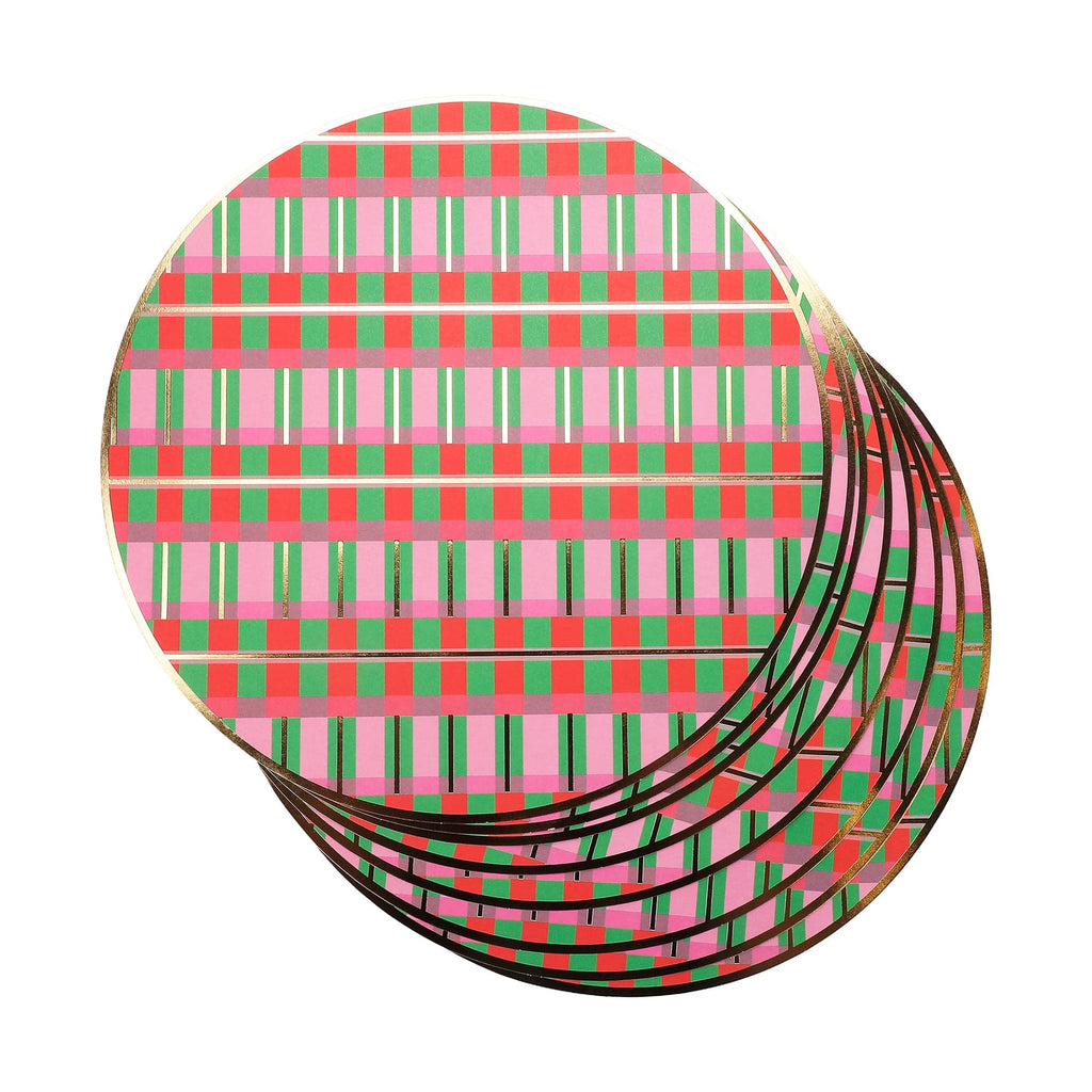 Christmas Plaid Round Placemats – Set of 10