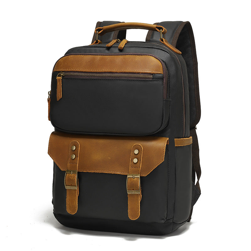 Waxed Canvas & Leather Travel Laptop Backpack