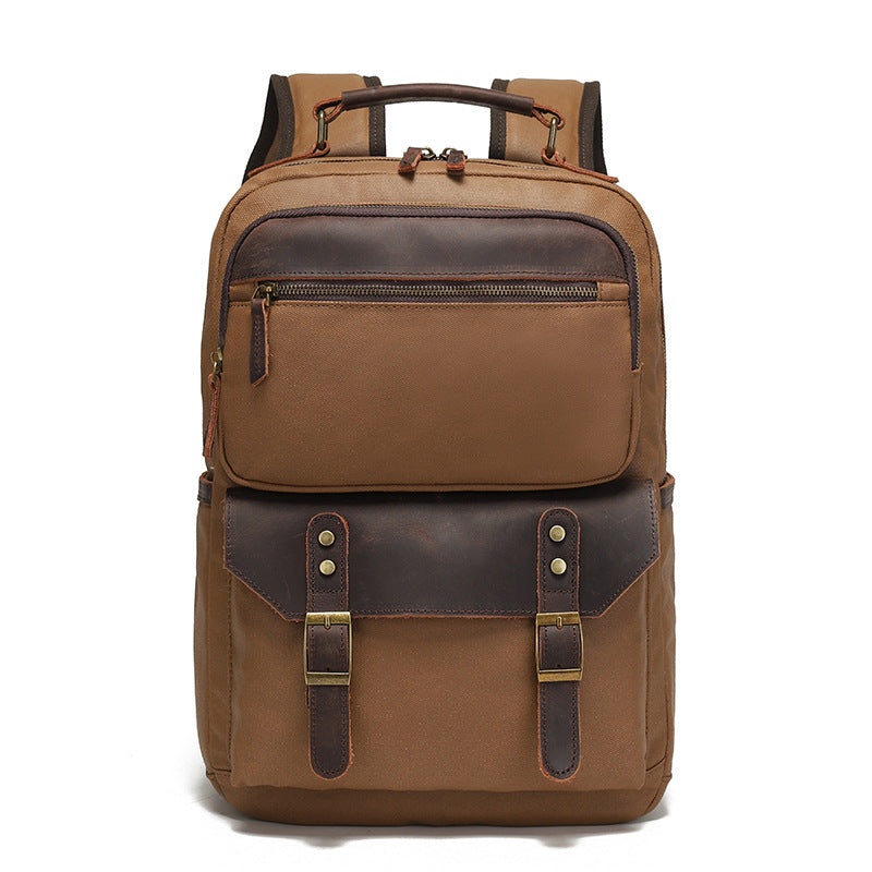 Waxed Canvas & Leather Travel Laptop Backpack