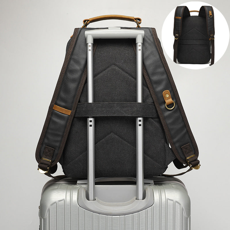 Waxed Canvas & Leather Travel Laptop Backpack