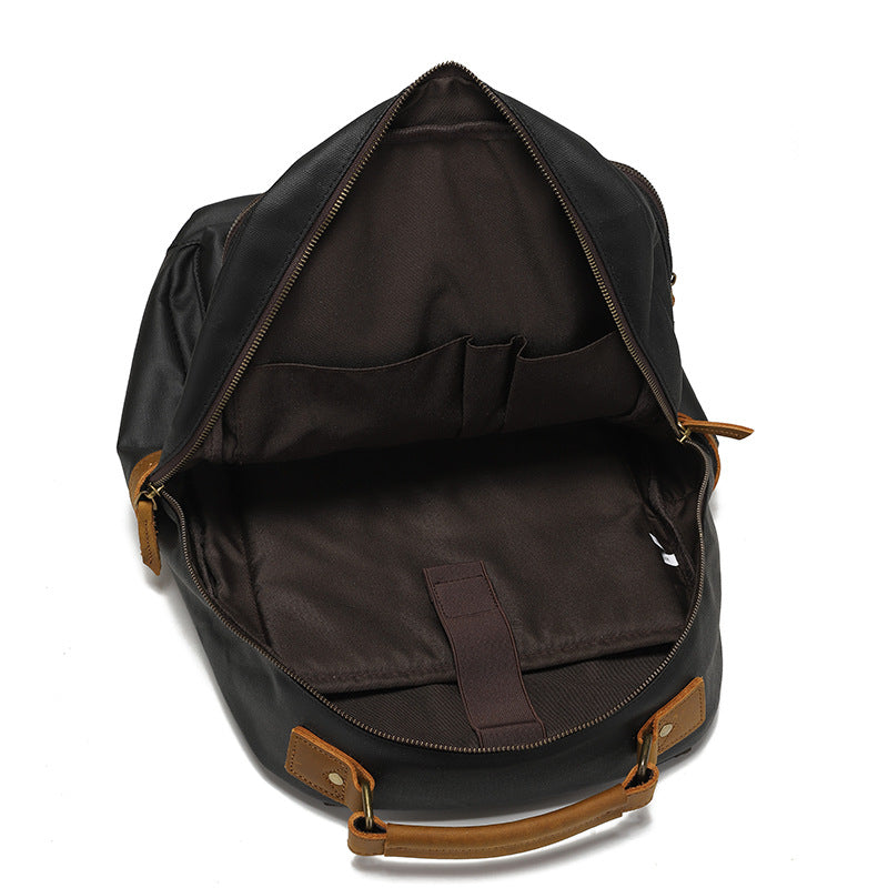 Waxed Canvas & Leather Travel Laptop Backpack