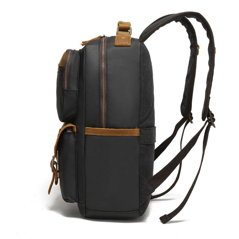 Waxed Canvas & Leather Travel Laptop Backpack