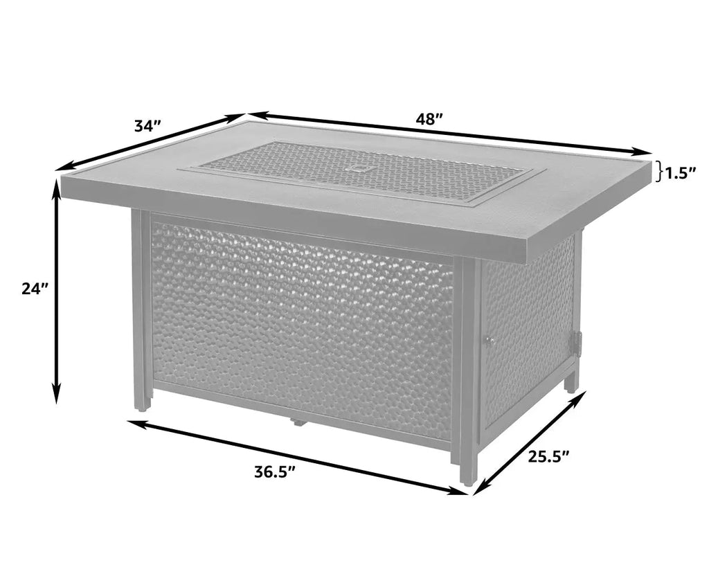 Weyland Rectangular Aluminum LPG Fire Pit