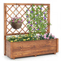 Wooden Elevated Garden Bed with Lattice Trellis