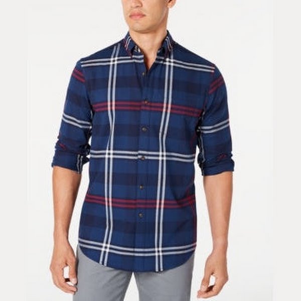 Club Room Men’s Stretch Cotton Plaid Flannel Shirt