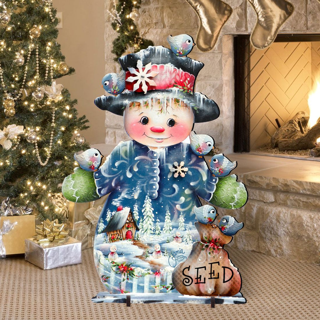 Blue Seed Freezing Christmas Outdoor Yard Sign by Jamie Mills-Price Christmas Santa Snowman Decor