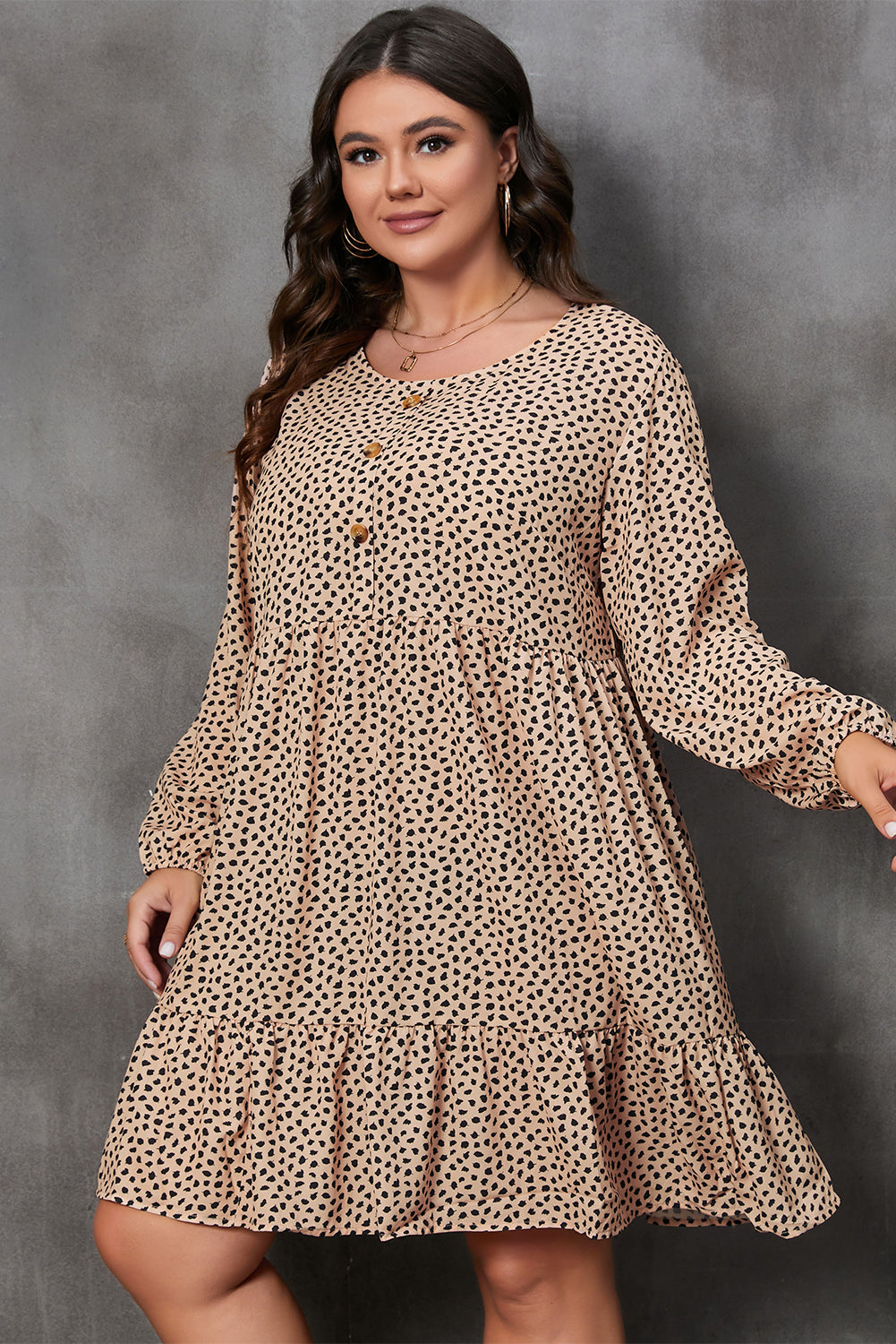 Women's Plus Size Leopard-Print Tiered Dress