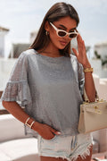Women's Sequin Ruffle-Sleeve Blouse