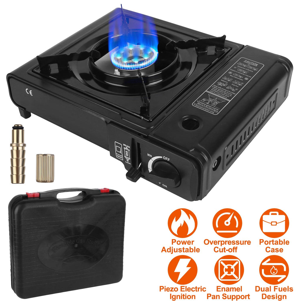 3300W Dual-Fuel Portable Camping Stove with Piezo Ignition