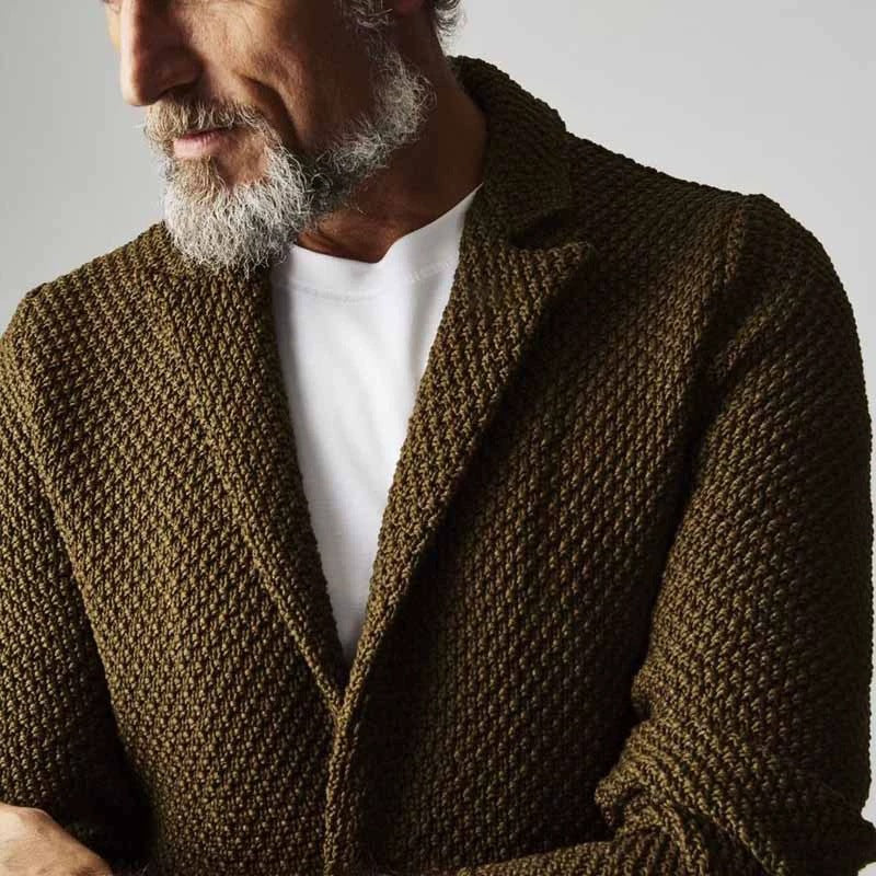 Men's Lapel-Collar Knit Cardigan Jacket