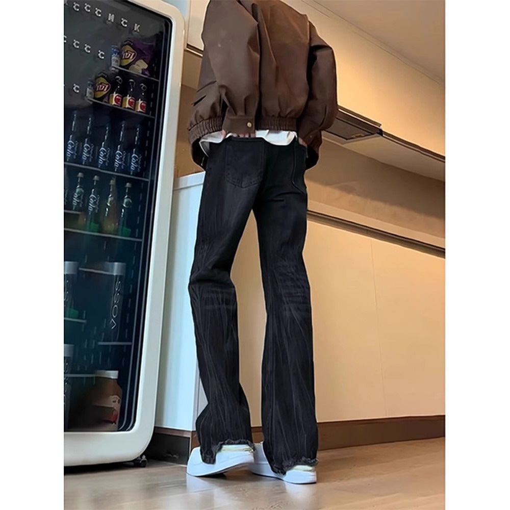 Men's Washed Straight-Leg Denim Jeans