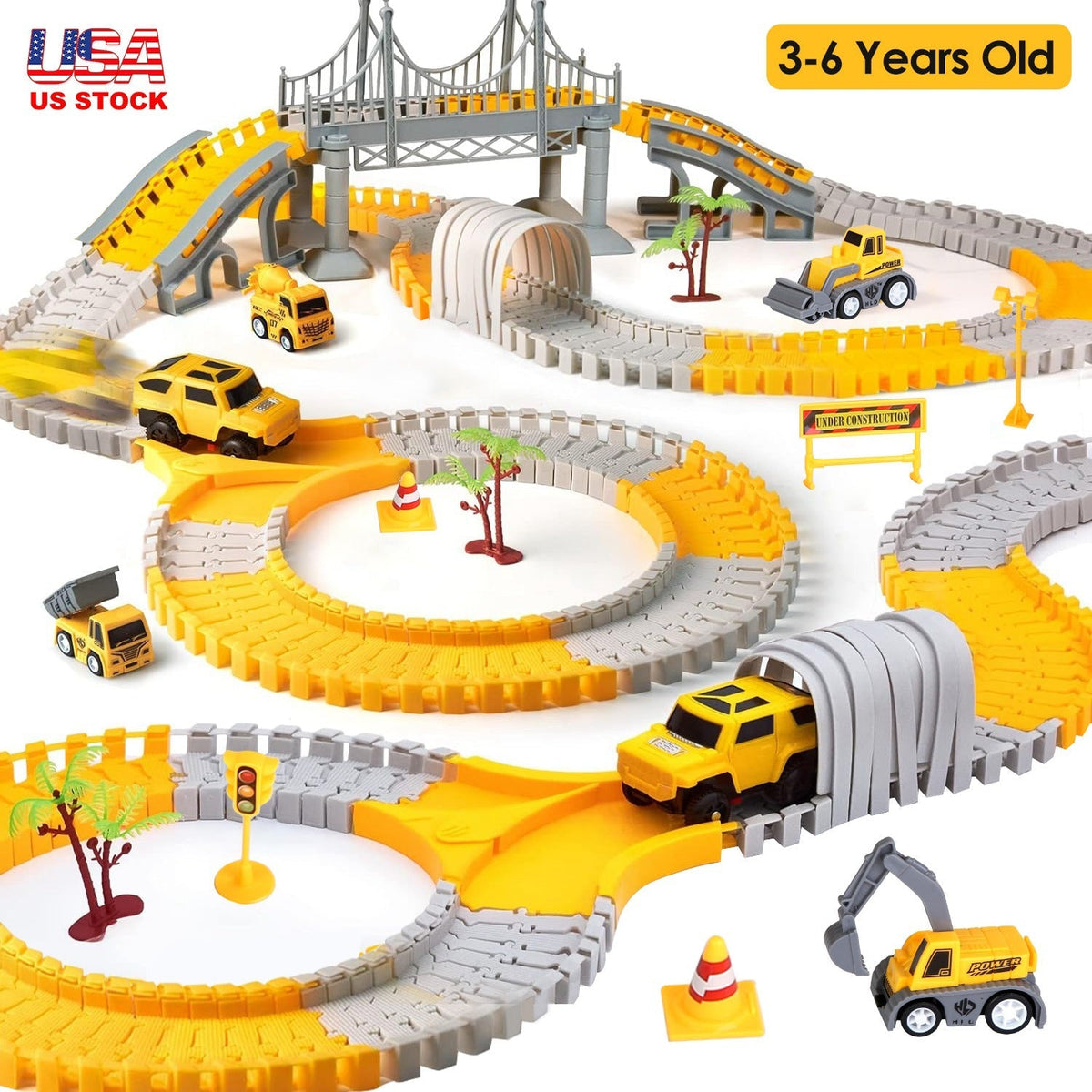 340-Piece Construction Vehicle Race Track Set
