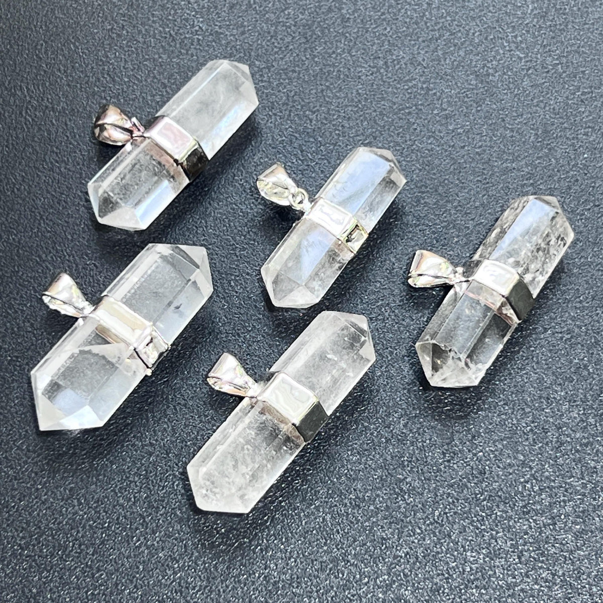 Silver-Plated Double-Terminated Quartz Crystal Pendant
