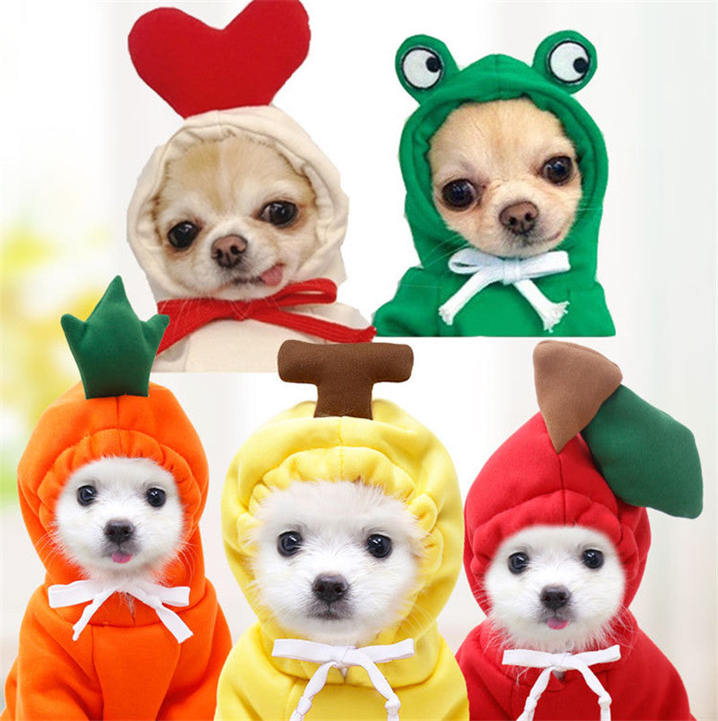 Fruit-Print Fleece Dog Hoodie for Small Dogs & Puppies