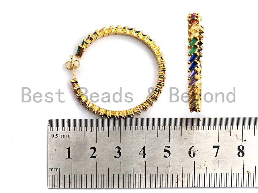 Rainbow Cubic Zirconia Pavé Hoop Earrings