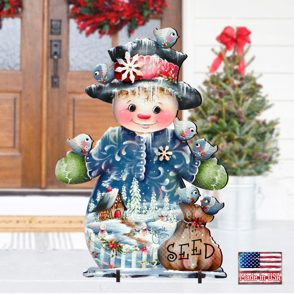 Blue Seed Freezing Christmas Outdoor Yard Sign by Jamie Mills-Price Christmas Santa Snowman Decor
