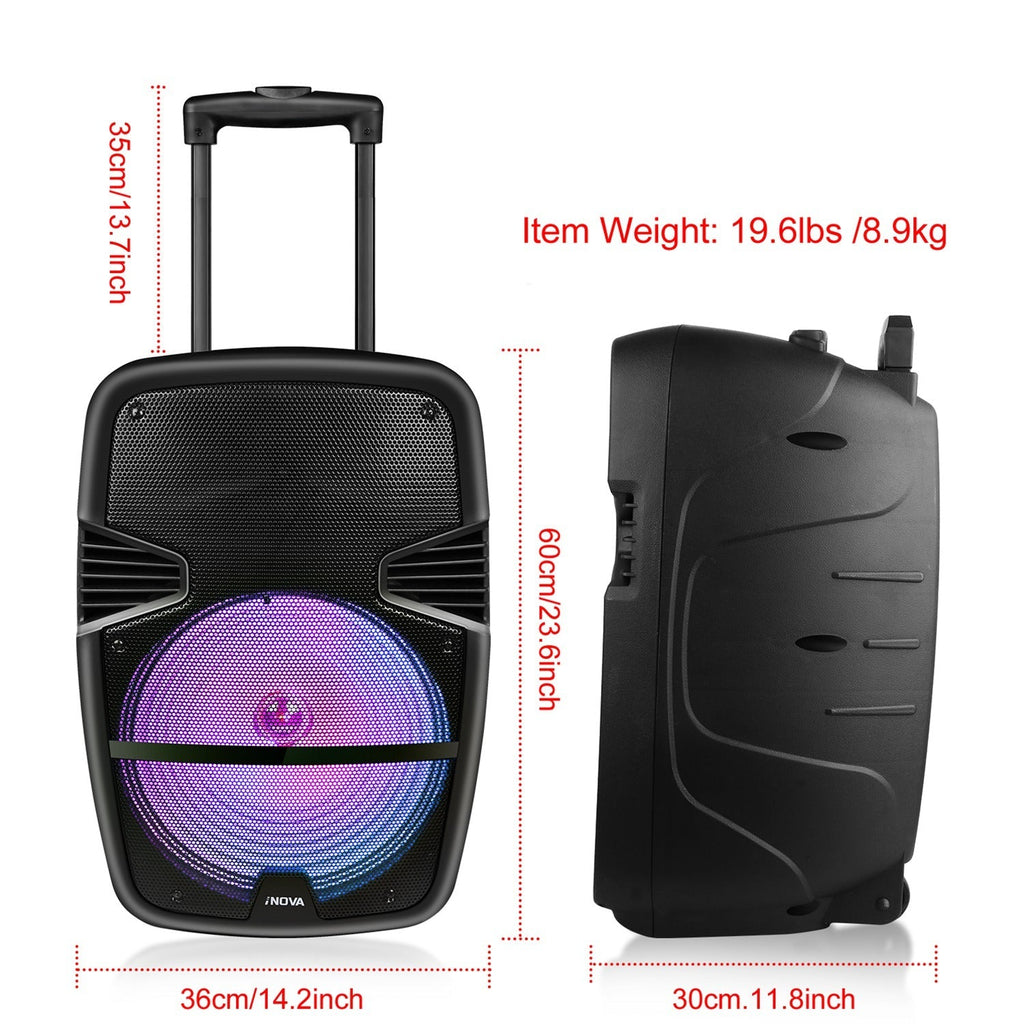 12-Inch Portable Bluetooth PA Karaoke Speaker with Wired Mic