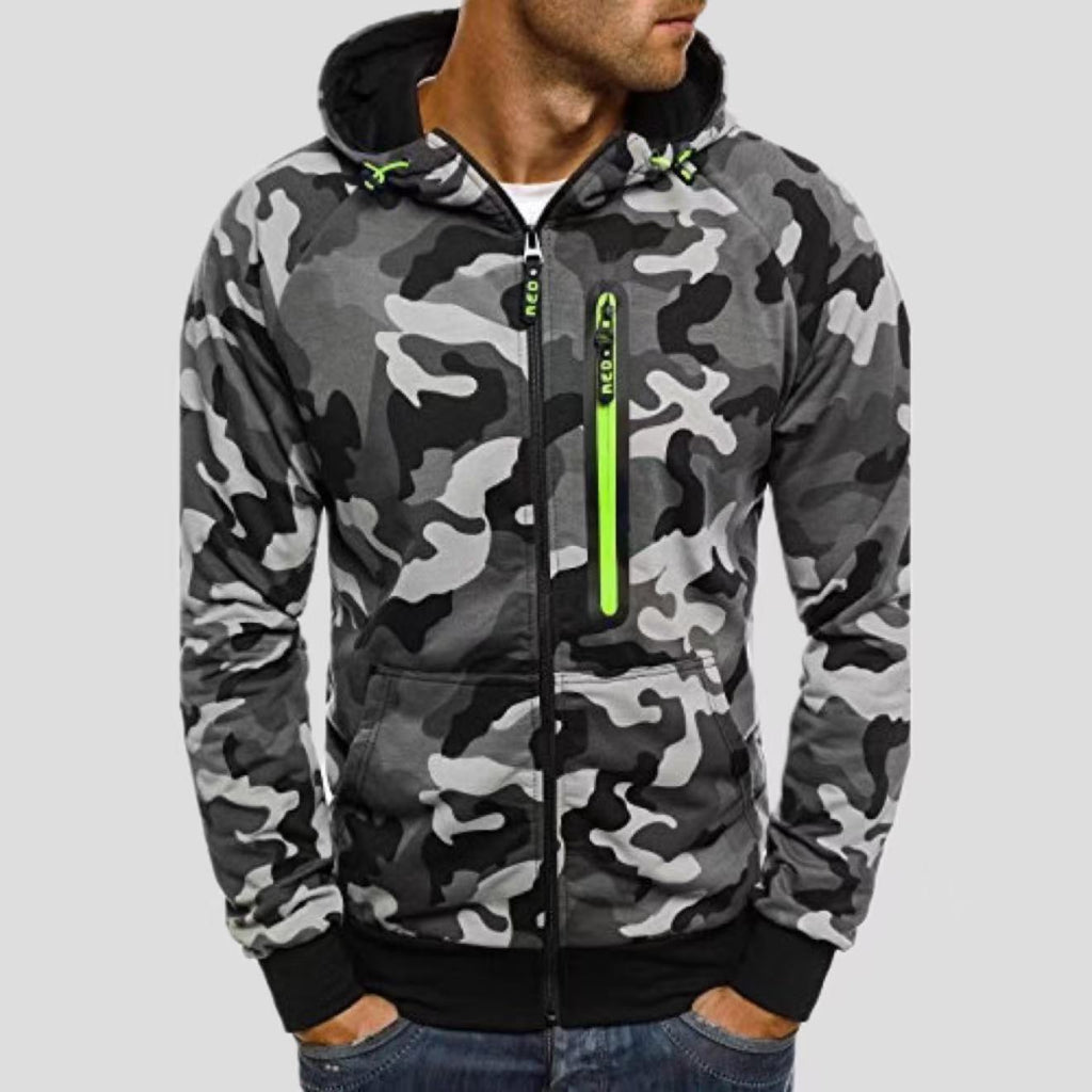 Men's Casual Zip-Up Hooded Sweatshirt Jacket