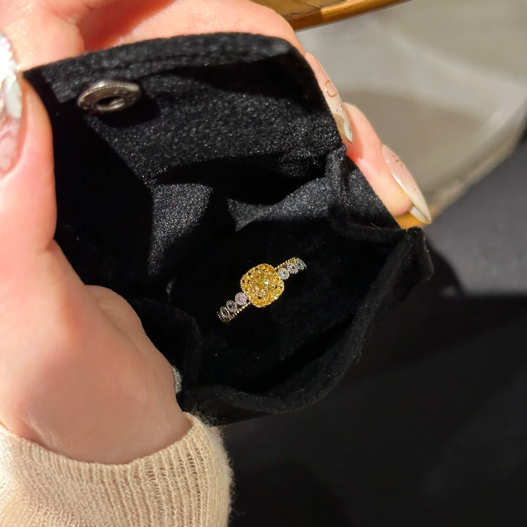 Yellow-Stone Sugar Cube & Pineapple Fashion Ring