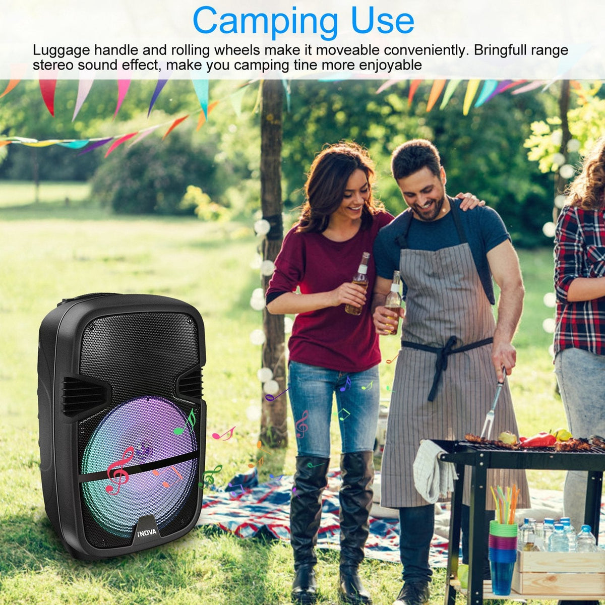 12-Inch Portable Bluetooth PA Karaoke Speaker with Wired Mic