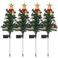 4Packs Solar Christmas Tree Lights Christmas Garden Decorations Tree Stake Lamp 20LEDs Solar Decor